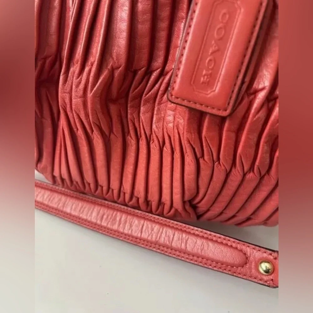 Coach Madison Red Leather Pleated Gathered Shoulder Bag F28541 EUC - Picture 12 of 16
